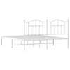 vidaXL Bed Frame White Powder-Coated Steel Double Bed Bed Frame