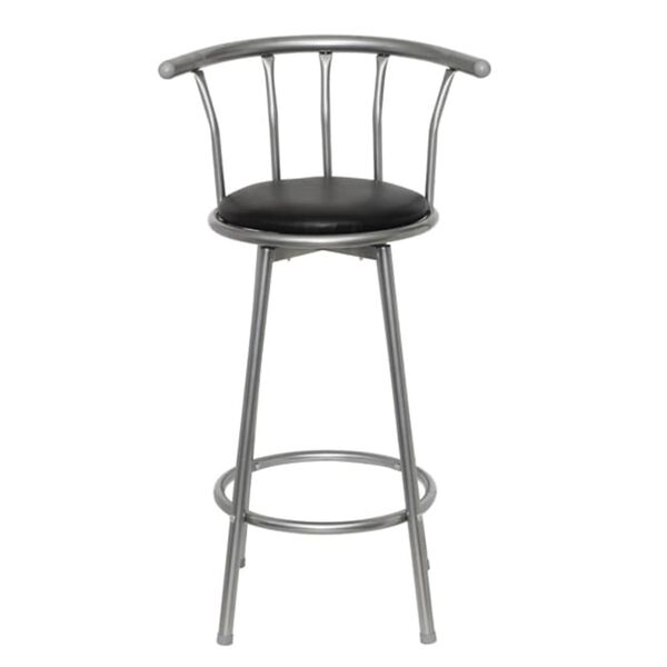 vidaXL Bar Stool Set of 2 Black Faux leather (100% polyester), steel
