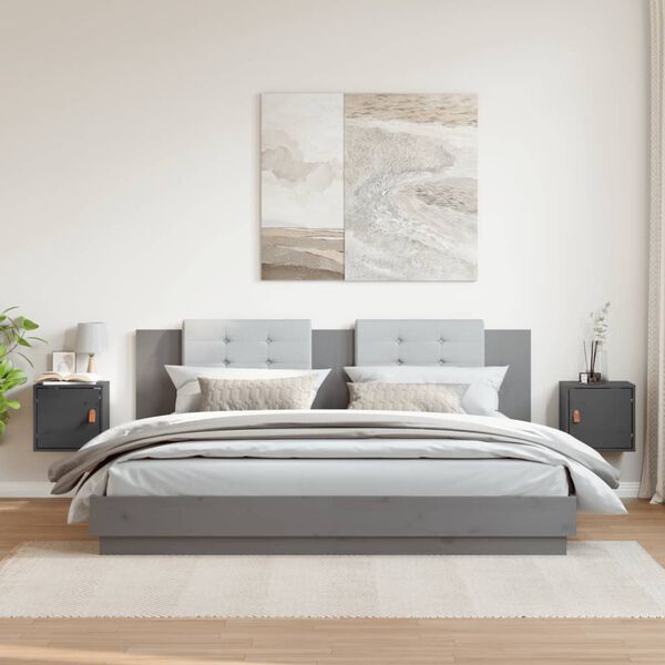 vidaXL Wall Cabinet Set of 2 Grey Solid pine wood, engineered wood