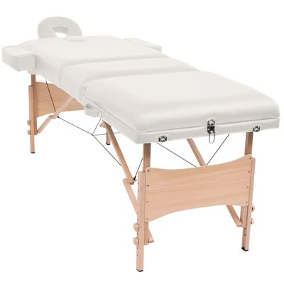 vidaXL 3-Zone Folding Massage Table 3.9" Thick White