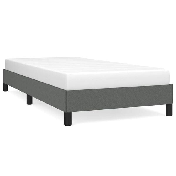 vidaXL Bed Frame Dark Gray Polyester, Plywood, Engineered Wood Twin XL