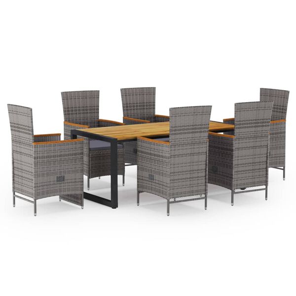 vidaXL 7 Piece Patio Dining Set Gray