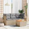 vidaXL Garden Sofa Set Beige PE rattan Medium Removable Covers