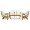 vidaXL Garden Lounge Set Cream white cushions, natural wood