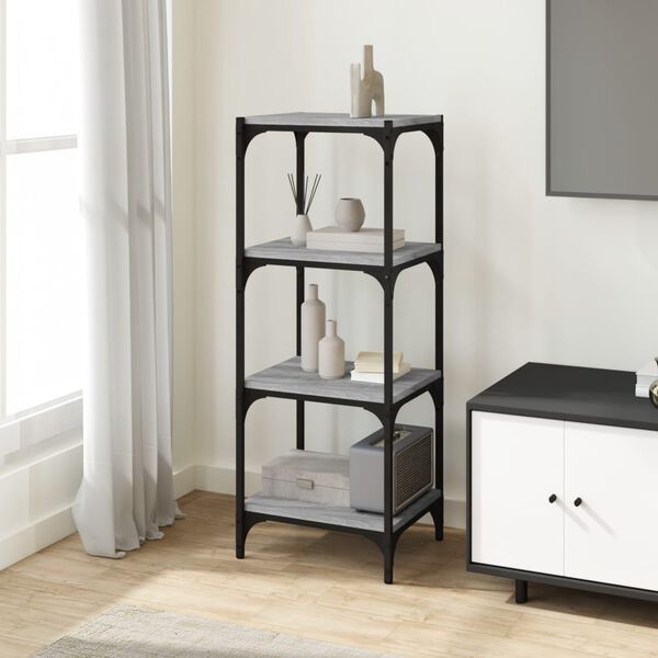 vidaXL Book Cabinet Gray Sonoma Engineered wood and steel Medium
