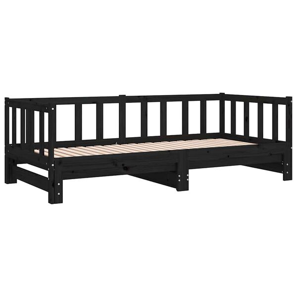 vidaXL Day Bed Black Solid pine wood Single 35.4 x 78.7 in