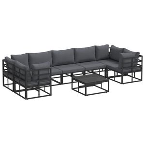 vidaXL Garden Sofa Set Black Aluminium