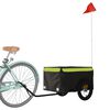 vidaXL Bike Trailer Black and Green 66.1 lb Iron