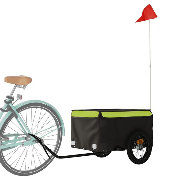 vidaXL Bike Trailer Black and Green 66.1 lb Iron