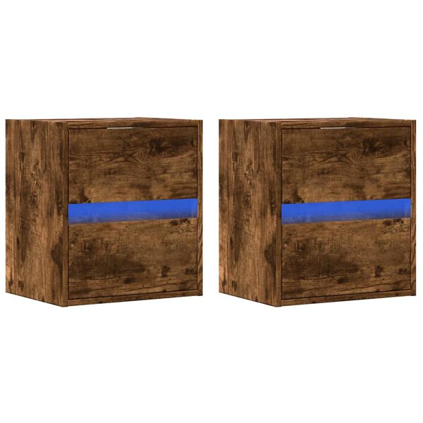 vidaXL TV Wall Cabinet Set of 2 Smoked Oak Engineered Wood