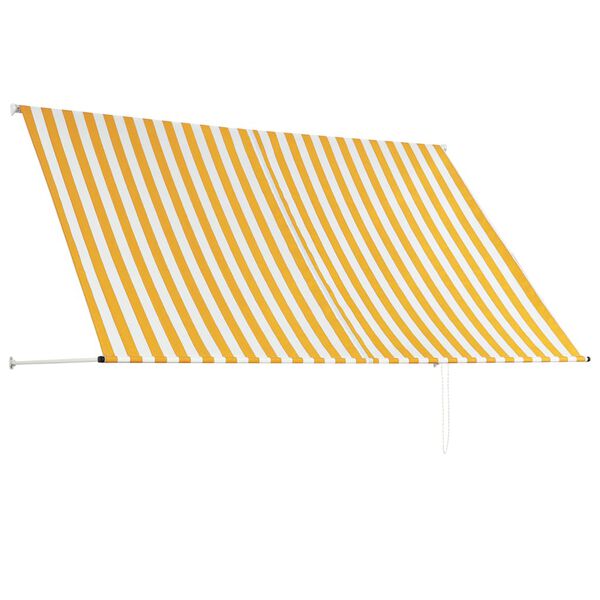 vidaXL Awning Yellow and White Steel frame 98.4 x 59.1 in Retractable