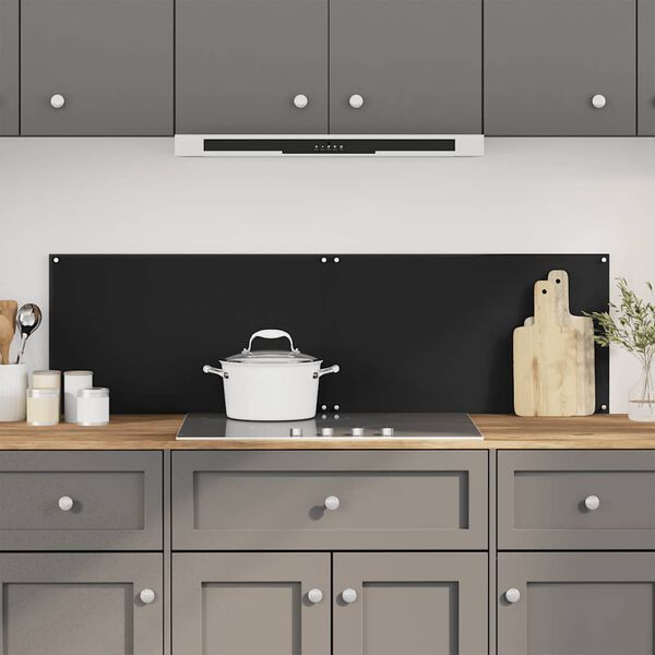 vidaXL Kitchen Backsplashes 2 pcs Black 27.6"x15.7" Tempered Glass