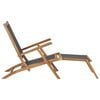 vidaXL Deck Chair Black Solid Teak Wood 59.8 in x 23.6 in x 35.4 in
