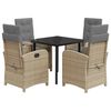 vidaXL 5 Piece Patio Dining Set with Cushions Mix Beige Poly Rattan