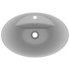 vidaXL Luxury Basin Overflow Oval Matt Light Grey 23.0x15.4" Ceramic