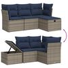 vidaXL 4 Piece Patio Sofa Set with Cushions Gray Poly Rattan