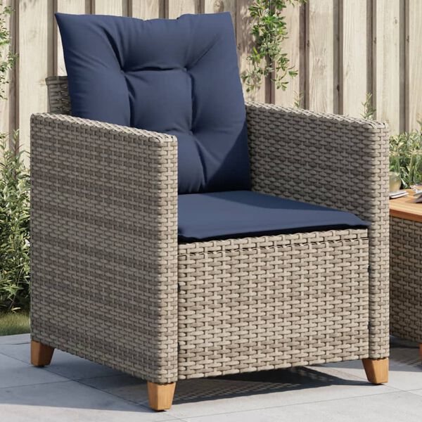 vidaXL Garden Chair Grey PE rattan, powder-coated steel, solid acacia wood