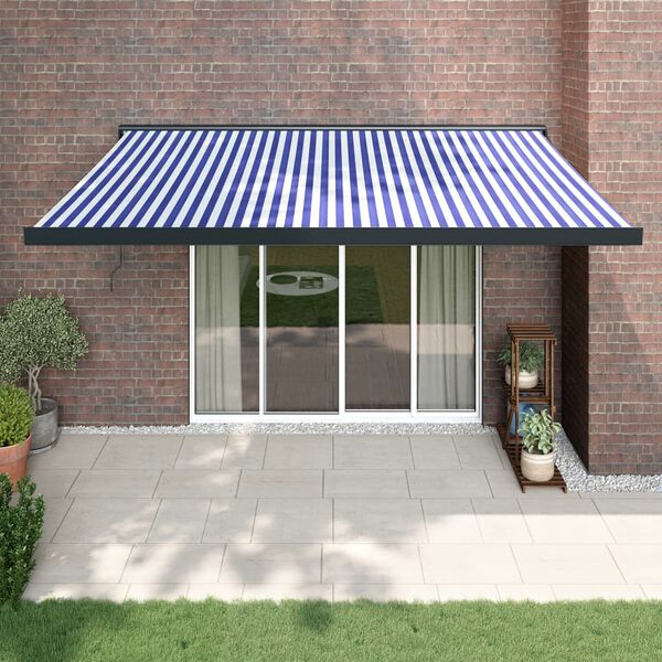 vidaXL Retractable Awning Blue and White Sturdy aluminum frame