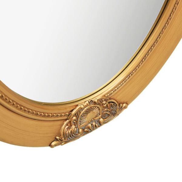 vidaXL Wall Mirror Gold Wood, Glass, Engineered Wood 19.7 x 23.6 in