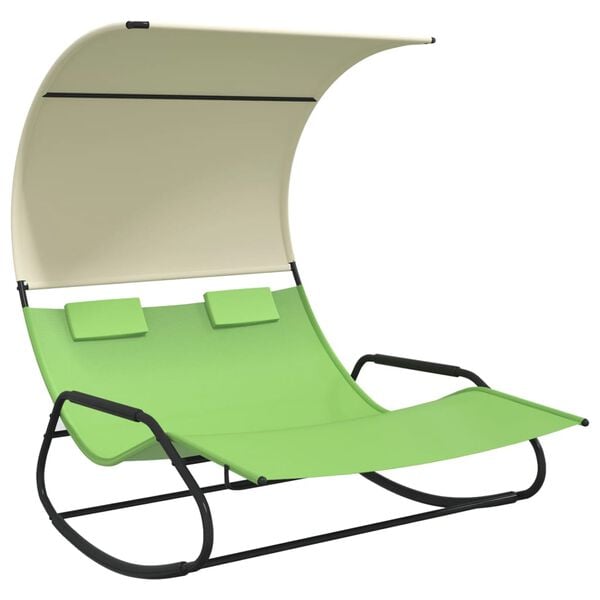 vidaXL Double Sun Lounger Green and cream