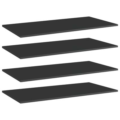 vidaXL Bookshelf Boards 4 pcs High Gloss Black 31.5"x11.8"x0.6" Engineered Wood