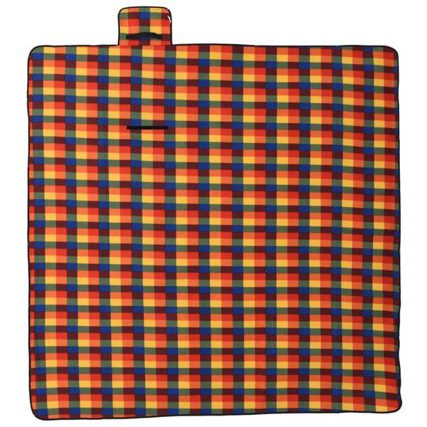 vidaXL Picnic Blanket Foldable Multicolor Plaid 78.7"x78.7" Velvet
