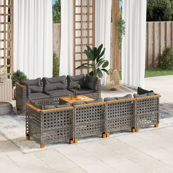 vidaXL Garden Sofa Set Grey PE rattan Large Modular Garden Sofa Set