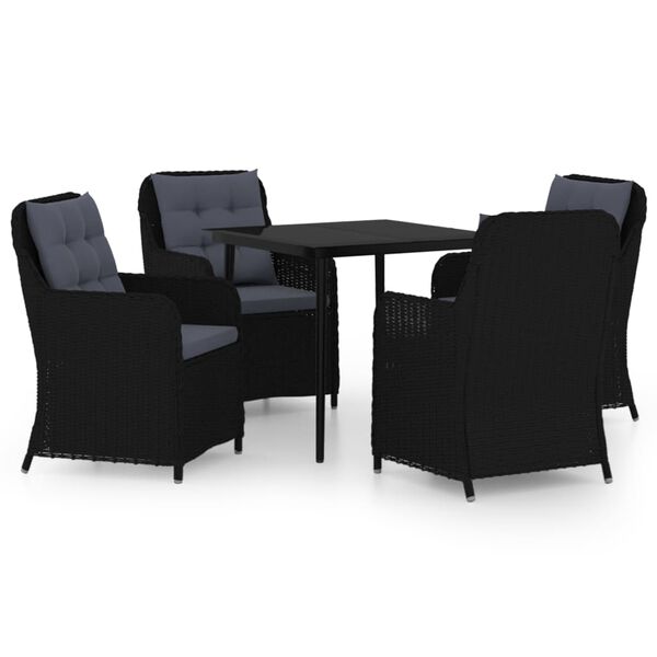 vidaXL Garden Dining Set Black