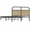 vidaXL Bed Frame Smoked oak Steel, engineered wood Double Bed Frame