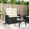 vidaXL Reclining Garden Bench Black Poly Rattan 2-seater Garden Bench