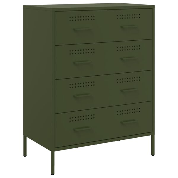vidaXL Sideboard Olive Green Steel Medium Sideboard Rectangular