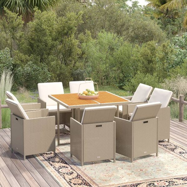 vidaXL Garden Dining Set Beige
