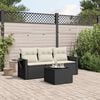 vidaXL Garden Sofa Set Black PE Rattan, Powder-Coated Steel Medium