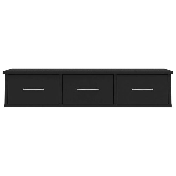 vidaXL Drawer Shelf Black Engineered wood Medium Wall Shelf