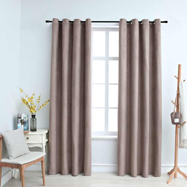 vidaXL Blackout Curtains with Metal Rings 2 pcs Taupe 55.1x68.9"