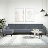 vidaXL L-shaped Sofa Bed Dark grey Velvet (100% polyester), plywood Large