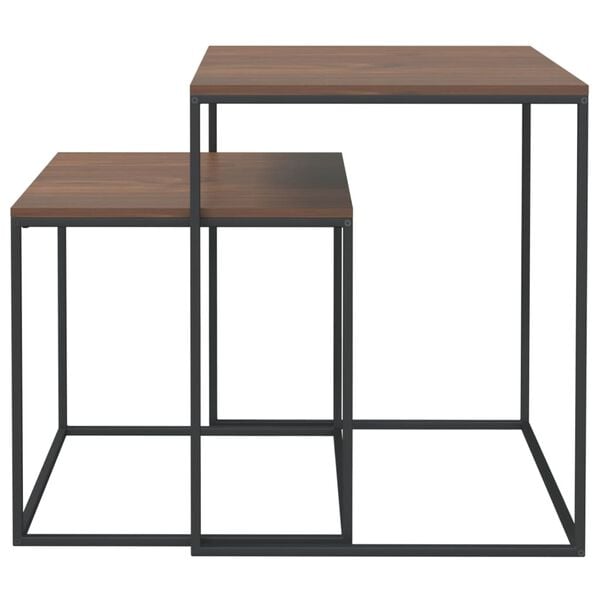 vidaXL Coffee Table Set Set of 2 Black and brown Engineered wood and iron