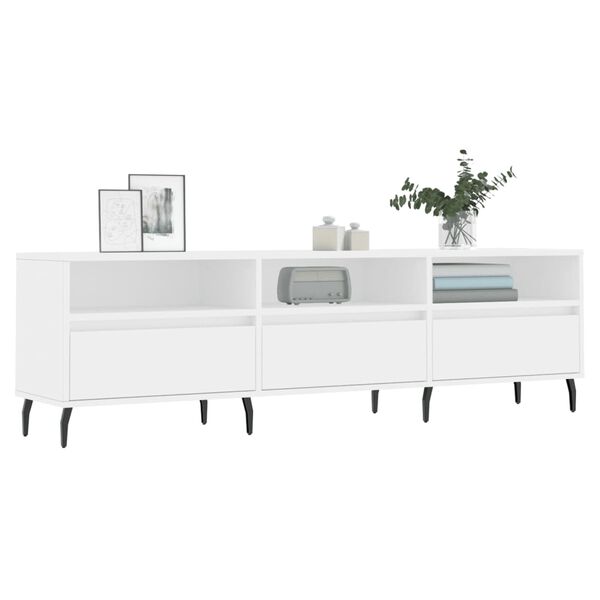 vidaXL TV Cabinet White Engineered wood, Iron 59.1 in x 11.8 in x 17.5 in