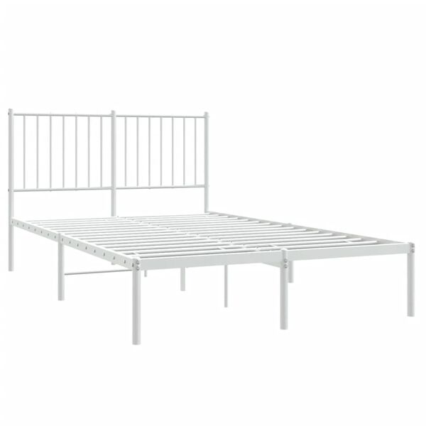 vidaXL Bed Frame White Powder-Coated Steel 47.2 x 74.8 in Bed Frame