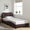 vidaXL Bed Frame Dark Brown Polyester, Metal, Solid Pine Wood, Plywood