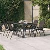 vidaXL Garden Table Grey and black Powder-coated steel, tempered glass