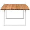 vidaXL Dining Table Light Brown, White Solid Oak Wood, Powder-Coated Steel