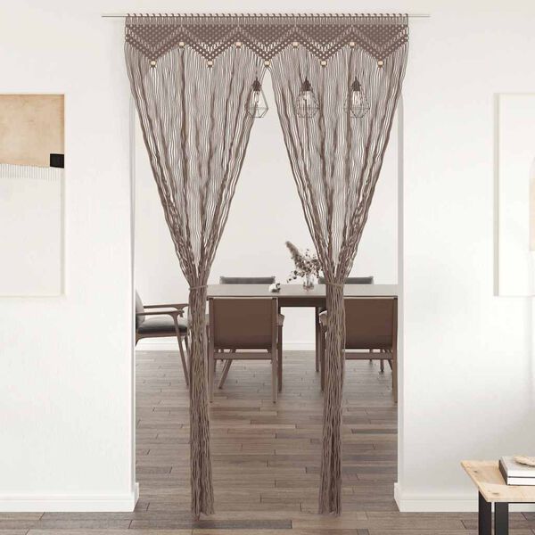 vidaXL Macrame Curtain Taupe 55.1x94.5" Cotton