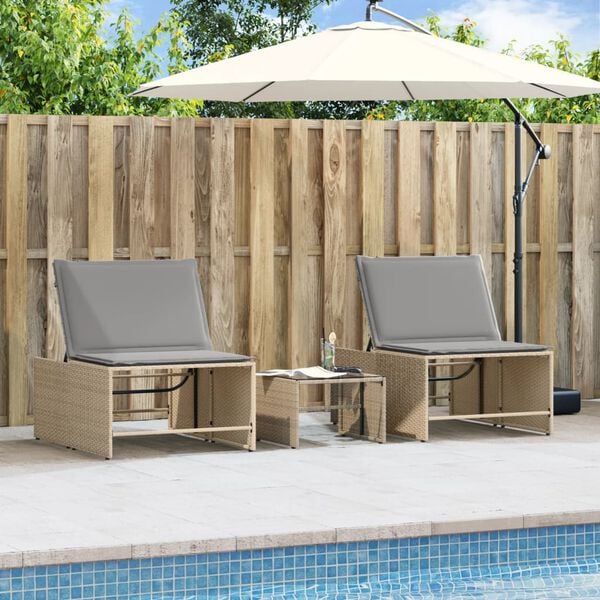 vidaXL Sun Lounger Beige, Light Grey