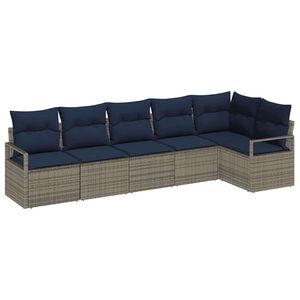 vidaXL Sofa Set 6 pcs Grey Poly Rattan