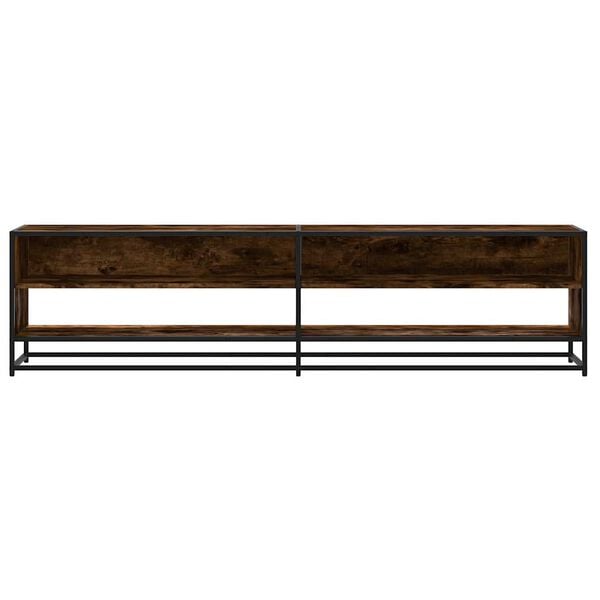 vidaXL TV Cabinet Smoked Oak Engineered Wood, Metal Large TV Cabinet