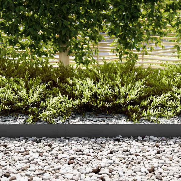 vidaXL Lawn Edging 10 pcs Black 100 x 0.05 x 20 cm Cold Rolled Steel