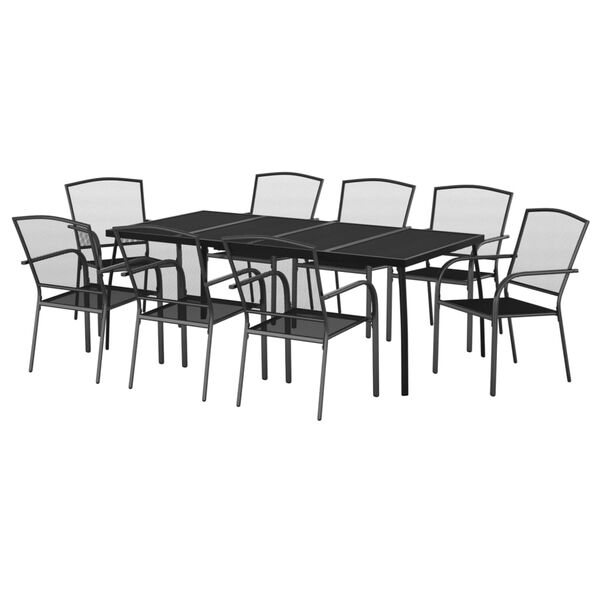vidaXL Garden Dining Set Anthracite Steel Large Stackable