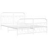 vidaXL Bed Frame White Steel 55 in x 75 in Bed Frame Rectangular