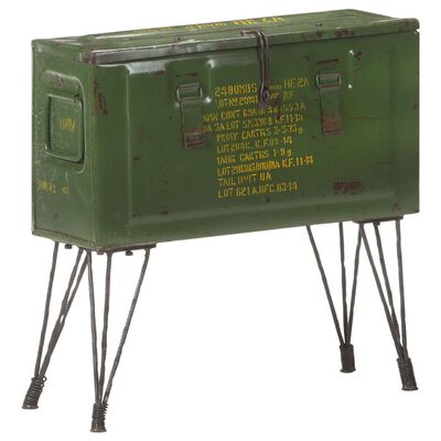 vidaXL Storage Trunk Military Style 26.8"x9.4"x26" Iron